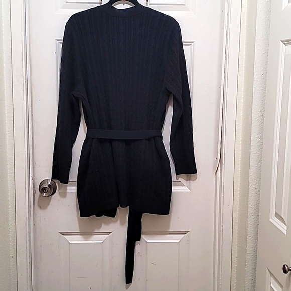 LAND'S END PLUS SIZE WOMEN'S LONG CARDIGAN SWEATER SIZE 1X IN BLACK - Picture 5 of 10